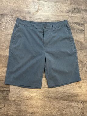 Hawker Rye Men's Gray Solid Athletic Knit Shorts Flat Front Zip Pockets 9"